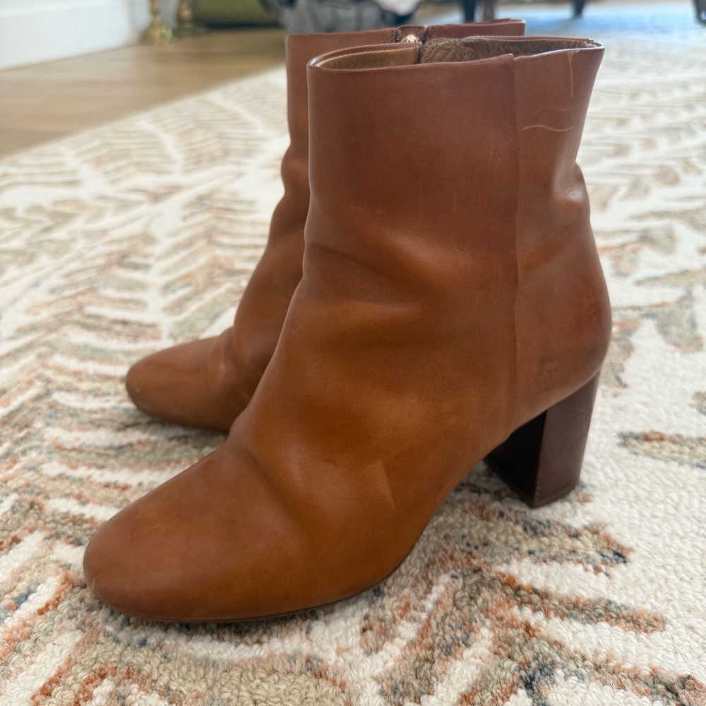Sézane Tan Brown Leather Ankle Boots size 37